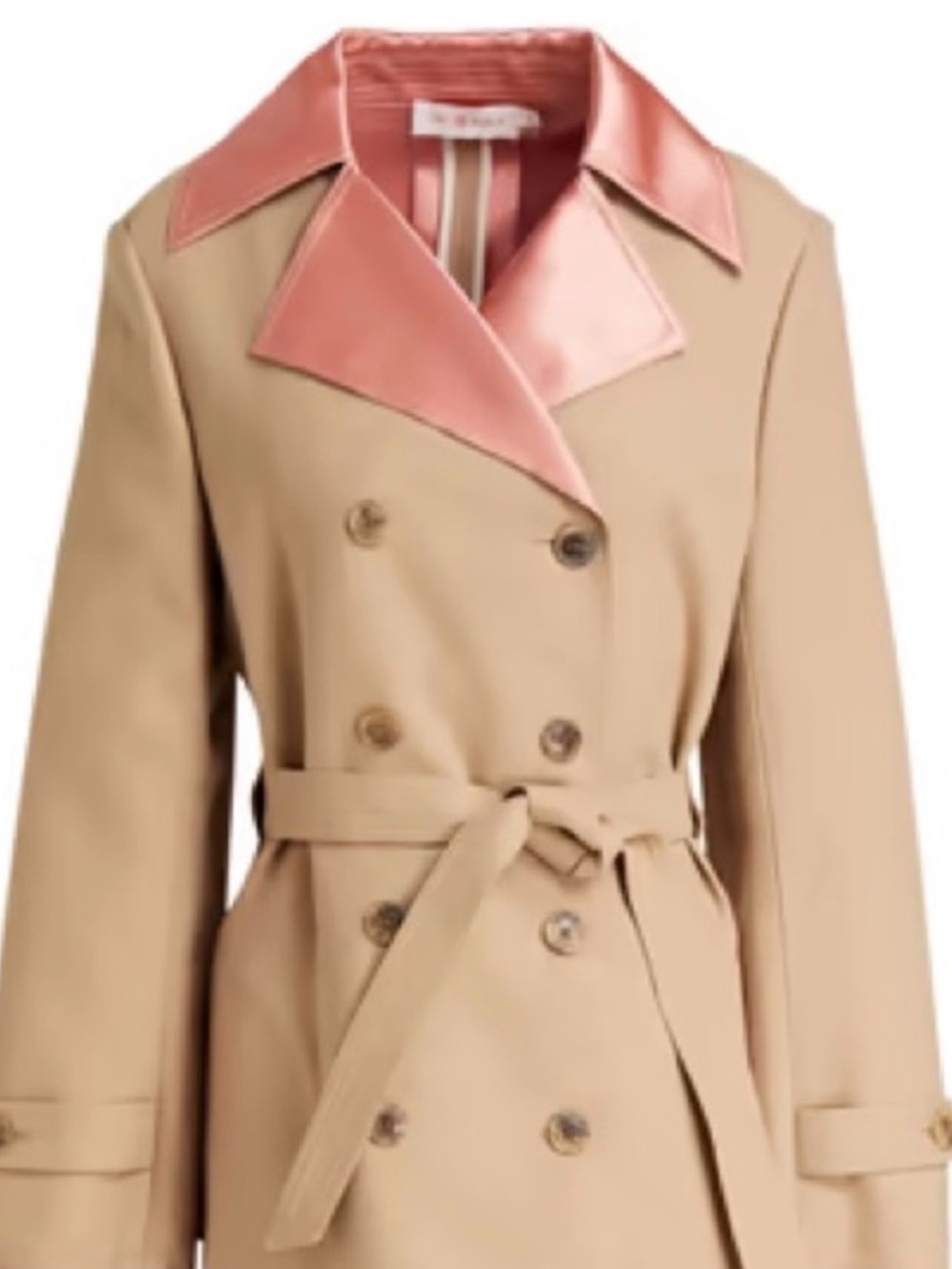 Womens Double-Breasted Trench Coat with Salmon colored lining